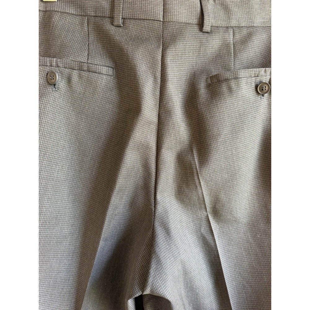 Hugo Boss Men's 36x32 Gray Check Flat Front Dress Pants Zip Slash Pockets - Picture 4 of 9